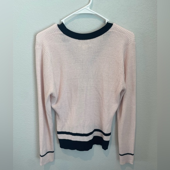 Vintage YarnWorks Pink and Black Women Cardigan Crew Sweater Size Medium - Picture 5 of 7